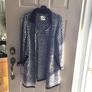 Black and White Knit Car coat Sweater